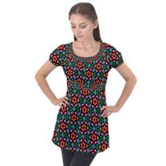 Pattern  Puff Sleeve Tunic Top by Sobalvarro