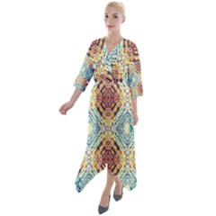 Pattern Quarter Sleeve Wrap Front Maxi Dress by Sobalvarro