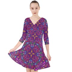 Kaleidoscope  Quarter Sleeve Front Wrap Dress by Sobalvarro