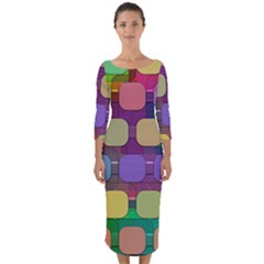 Pattern  Quarter Sleeve Midi Bodycon Dress by Sobalvarro