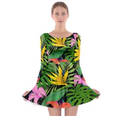 Tropical Greens Long Sleeve Skater Dress by Sobalvarro