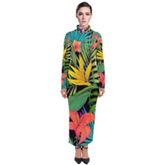 Tropical Greens Turtleneck Maxi Dress by Sobalvarro