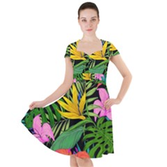 Tropical Greens Cap Sleeve Midi Dress by Sobalvarro