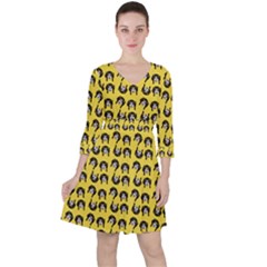 Retro Girl Daisy Chain Pattern Yellow Ruffle Dress by snowwhitegirl