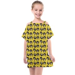Retro Girl Daisy Chain Pattern Yellow Kids  One Piece Chiffon Dress by snowwhitegirl
