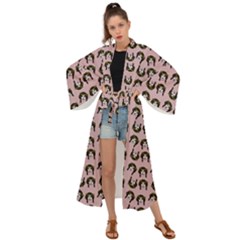 Retro Girl Daisy Chain Pattern Light Pink Maxi Kimono by snowwhitegirl