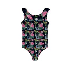 Vintage Can Floral Kids  Frill Swimsuit