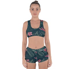 Tropical Flowers Pattern Tekstura Fon Background Pattern Racerback Boyleg Bikini Set by Vaneshart