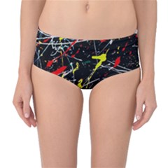Random Paint Splats Background Mid-waist Bikini Bottoms by Vaneshart