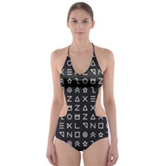 Memphis Seamless Patterns Cut-out One Piece Swimsuit by Vaneshart