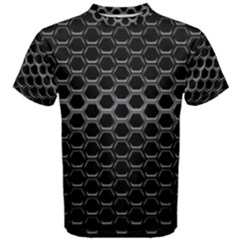 Black Metallic Hexagon Mesh Pattern Background Men s Cotton Tee by Vaneshart
