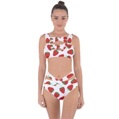 Seamless Pattern Fresh Strawberry Bandaged Up Bikini Set 
