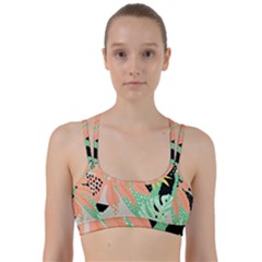 Abstract Seamless Pattern With Tropical Leaves Hand Draw Texture Vector Line Them Up Sports Bra