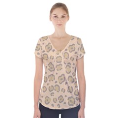 Leopard Print Short Sleeve Front Detail Top by Sobalvarro