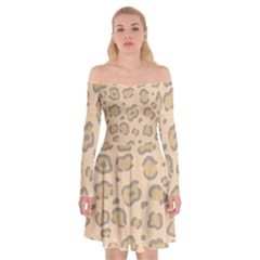 Leopard Print Off Shoulder Skater Dress by Sobalvarro