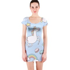 Unicorn Seamless Pattern Background Vector Short Sleeve Bodycon Dress by Sobalvarro
