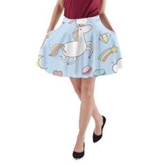 Unicorn Seamless Pattern Background Vector A-line Pocket Skirt by Sobalvarro