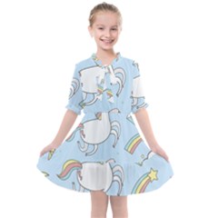 Unicorn Seamless Pattern Background Vector Kids  All Frills Chiffon Dress by Sobalvarro