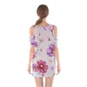 Vector Hand Drawn Cosmos Flower Pattern Shoulder Cutout One Piece Dress View2