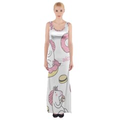 Unicorn Seamless Pattern Background Vector (1) Thigh Split Maxi Dress by Sobalvarro