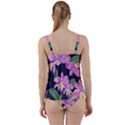 Vector Hand Drawn Orchid Flower Pattern Twist Front Tankini Set View2