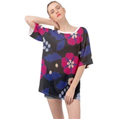 Vector Seamless Flower And Leaves Pattern Oversized Chiffon Top by Sobalvarro