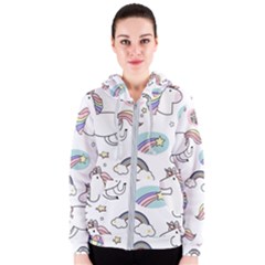 Cute Unicorns With Magical Elements Vector Women s Zipper Hoodie by Sobalvarro