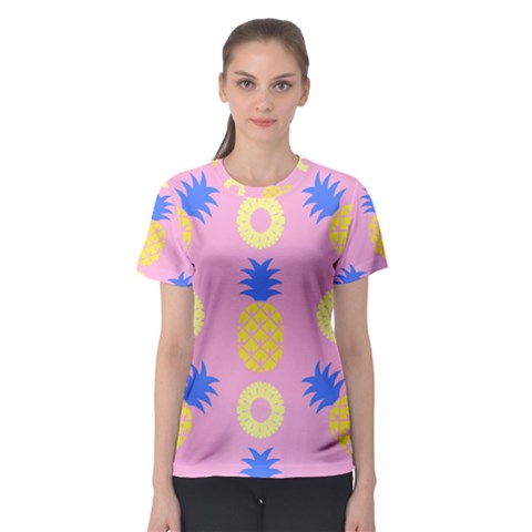 Pop Art Pineapple Seamless Pattern Vector Women s Sport Mesh Tee by Sobalvarro