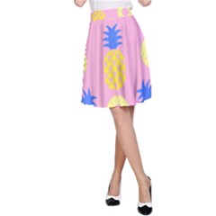 Pop Art Pineapple Seamless Pattern Vector A-line Skirt by Sobalvarro