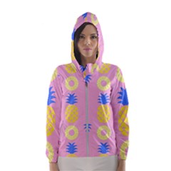 Pop Art Pineapple Seamless Pattern Vector Women s Hooded Windbreaker by Sobalvarro