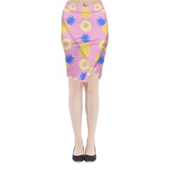 Pop Art Pineapple Seamless Pattern Vector Midi Wrap Pencil Skirt by Sobalvarro