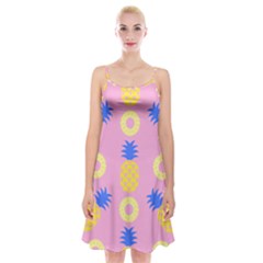 Pop Art Pineapple Seamless Pattern Vector Spaghetti Strap Velvet Dress by Sobalvarro