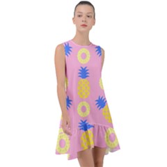 Pop Art Pineapple Seamless Pattern Vector Frill Swing Dress by Sobalvarro