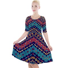 Ethnic  Quarter Sleeve A-line Dress by Sobalvarro