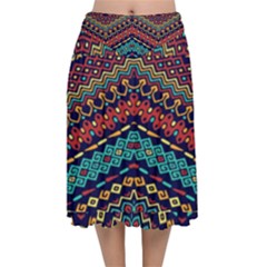 Ethnic  Velvet Flared Midi Skirt by Sobalvarro
