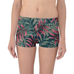 Trending Abstract Seamless Pattern With Colorful Tropical Leaves Plants Green Reversible Boyleg Bikini Bottoms by Vaneshart