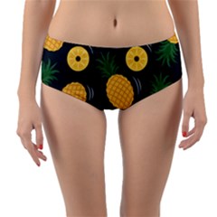 Seamless Pattern Pineapple Pattern Reversible Mid-waist Bikini Bottoms by Vaneshart