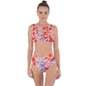 Tropical Seamless Pattern With Colorful Leaves Plants Bandaged Up Bikini Set  View1
