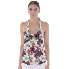 Romantic Floral Background Babydoll Tankini Top by Vaneshart