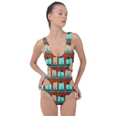 Bluegreen Pumpkins Side Cut Out Swimsuit by bloomingvinedesign