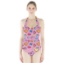 Candy Pattern Halter Swimsuit View1