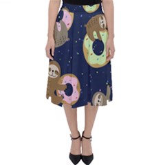 Cute Sloth With Sweet Doughnuts Classic Midi Skirt by Sobalvarro