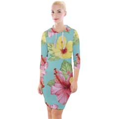 Hibiscus Quarter Sleeve Hood Bodycon Dress by Sobalvarro