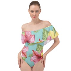 Hibiscus Off Shoulder Velour Bodysuit  by Sobalvarro