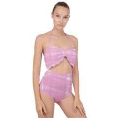 Pink Ribbon Scallop Top Cut Out Swimsuit by snowwhitegirl