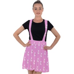Skeleton Pink Velvet Suspender Skater Skirt by snowwhitegirl