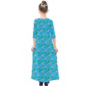 Carnation Pattern Blue Kids  Quarter Sleeve Maxi Dress View2