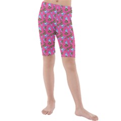 Carnation Pattern Pink Kids  Mid Length Swim Shorts by snowwhitegirl