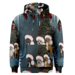 Christmas, Cute Dogs With Christmas Hat Men s Pullover Hoodie by FantasyWorld7