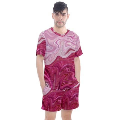 Liquid Marble Trending Abstract Paint Men s Mesh Tee And Shorts Set by Vaneshart